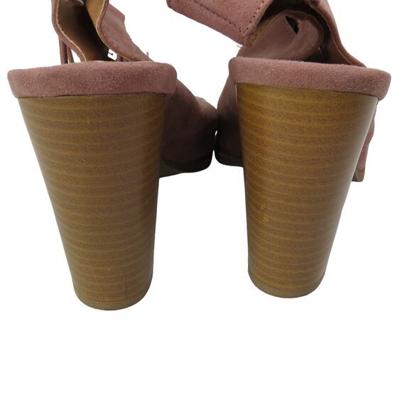 Charlotte Russe Pink Suede Ankle Boots Stacked Heel Lace Up Size 7.5 - Picture 6 of 9